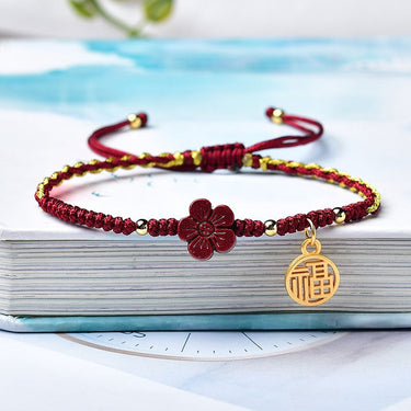 Cherry Blossom Cinnabar 'LU' Rope Bracelet